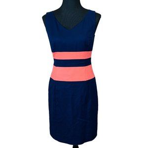 Anne Klein Sheath Dress size 4 Blue Coral Pink Sleeveless Column
